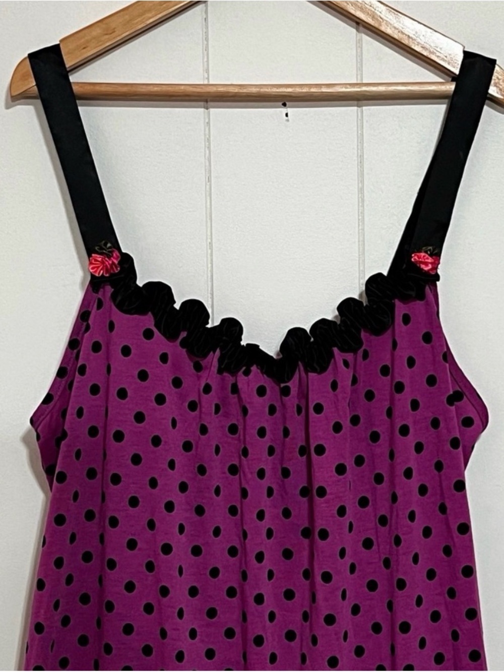 Betsey Johnson Purple Polka Dot Ruffle Romper Pajama - Picture 3 of 9